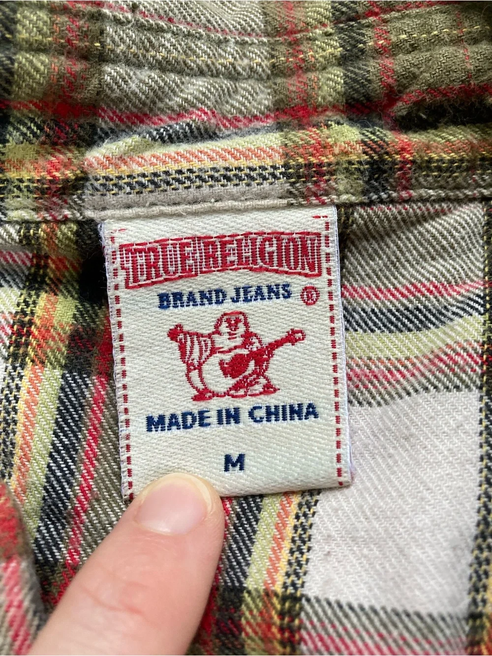 True Religion Men’s Western Pearl Snap Plaid Flannel Shirt Size M